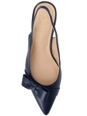 Navy Womens Sling Back Pointed Toe Kitten Heel Pumps Size 9 NIB